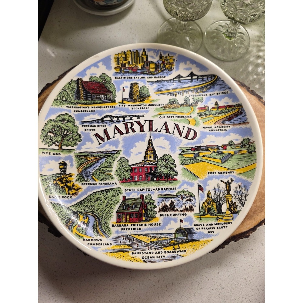 Maryland Plate Souvenir State 9" Balto Ocean City Cumberland Duck Hunting More